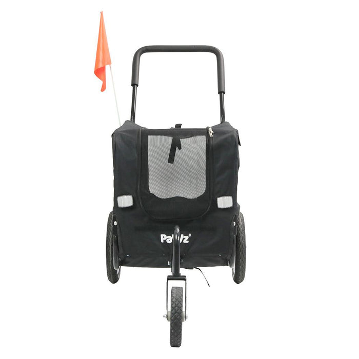 PaWz Pet Stroller Bike Trailer Stroller Foldable Pet Trailer 2-IN-1 Outdoor With Sunroof