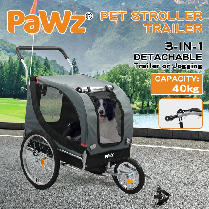 PaWz Pet Stroller Bike Trailer Stroller Foldable Pet Trailer 3-IN-1 Outdoor With Sunroof