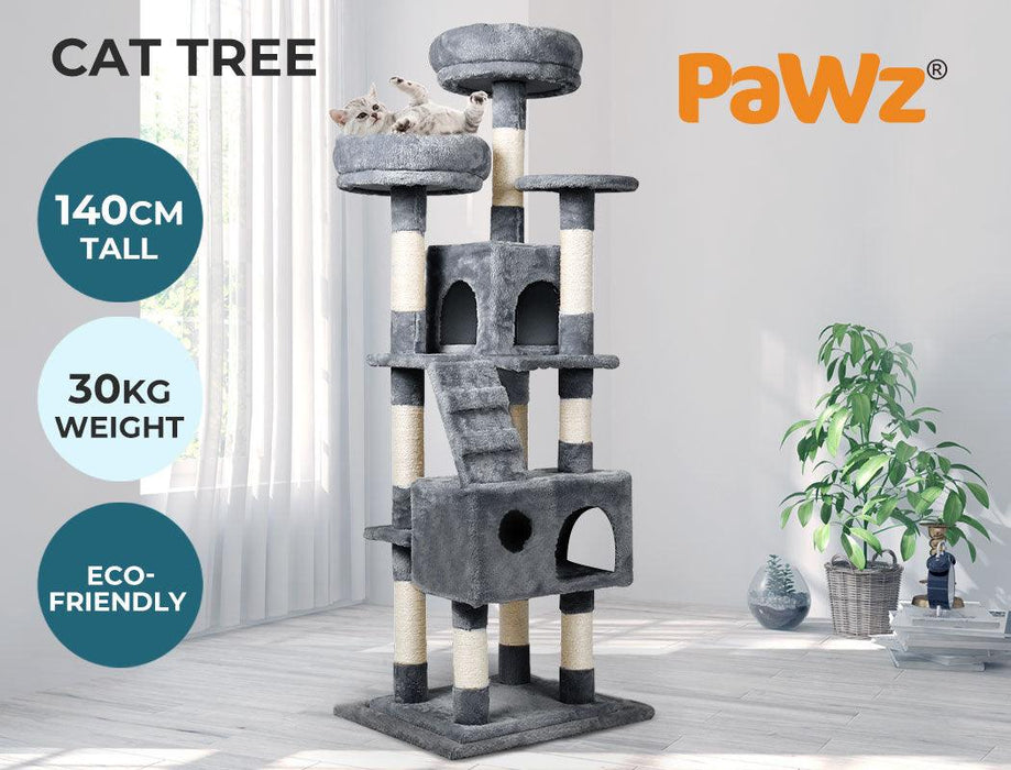 Pawz Cat Scratching Post Tower House Grey 141cm