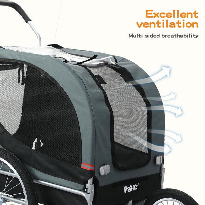 PaWz Pet Stroller Bike Trailer Stroller Foldable Pet Trailer 3-IN-1 Outdoor With Sunroof