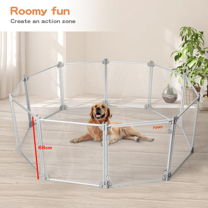 Pawz Pet Playpen Transparent Acrylic Clear Folding Dog Fence Kennel