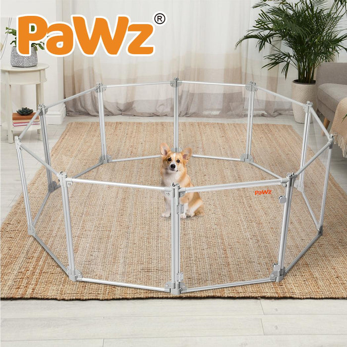 Pawz Pet Playpen Transparent Acrylic Clear Folding Dog Fence Kennel