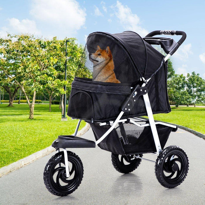 PaWz Pet Dog Stroller Pram - Black - petpawz.com.au
