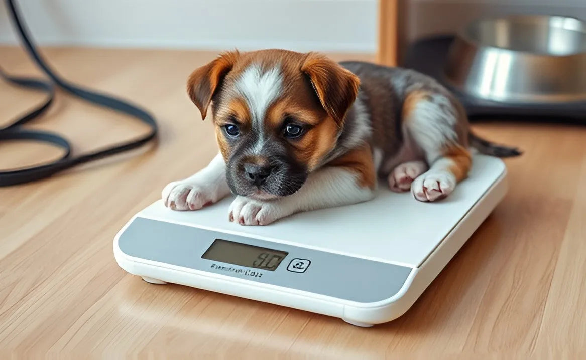 Puppy on scale