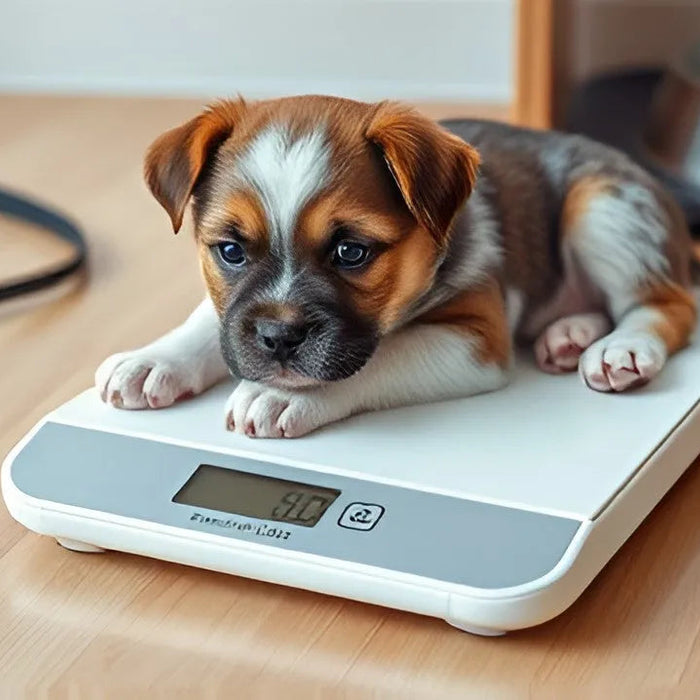 Puppy on scale