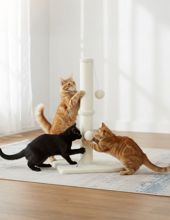 Cat Scratcher Scratching Post Natural Sisal Kitten Stable Ball Toys 54cm