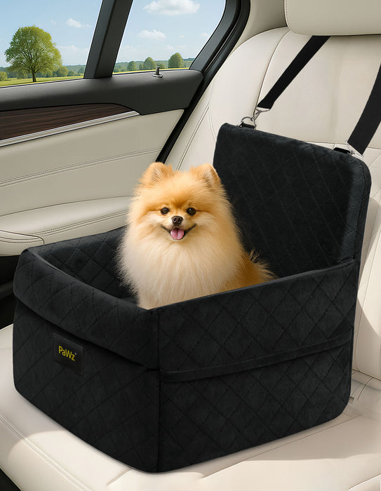 Pet Car Seat Booster Belt Pet Portable Travel Bed Easy Clean Washable Black