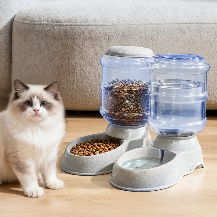 Automatic Pet Feeder Water Dispenser Set 3.5L Cat Dog Gravity Food Bowl