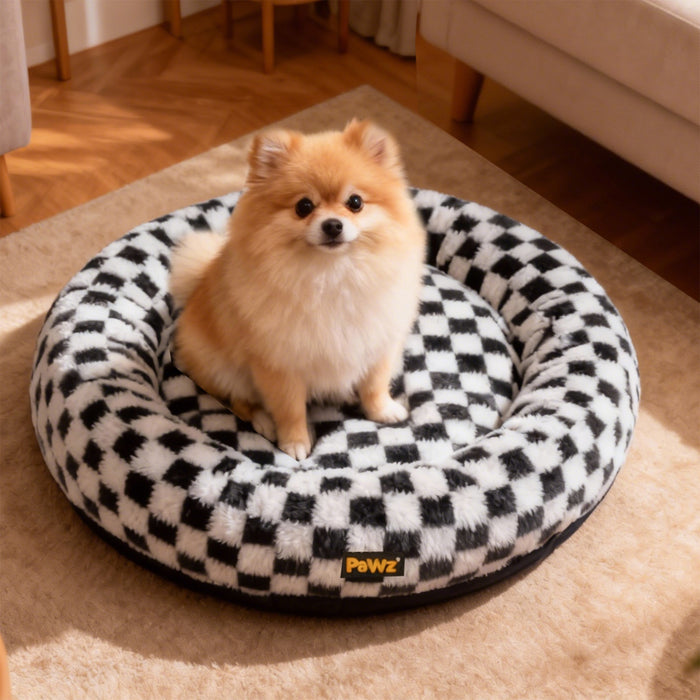 Circular Plush Dog Bed Calming Pet Plush Bed Soft Cosy Bed Washable