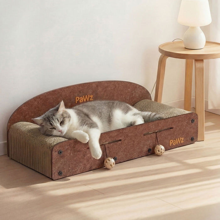 Cat Scratcher Scratching Board Corrugated Cardboard Scratch Bed Toy 2 Balls