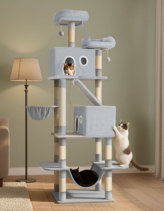Pawz Cat Tree Tower Scratching Post Scratcher 206cm Climbing Tree House Bed Grey