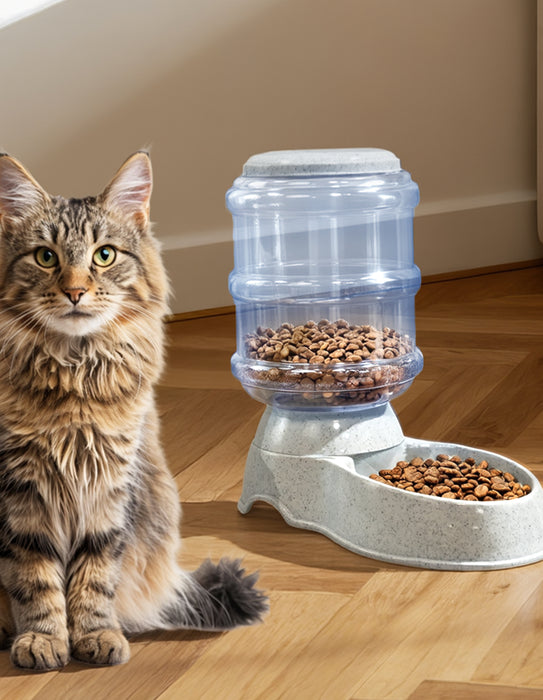 Automatic Pet Feeder Water Dispenser 3.5L Cat Dog Gravity Food Waterer Grey
