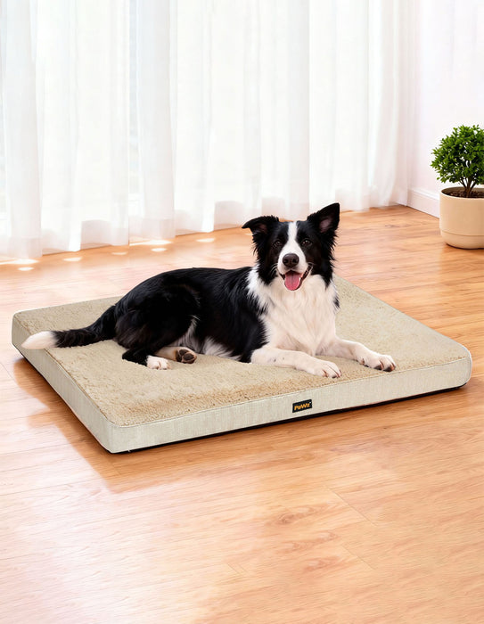 Dog Bed Soft Pet Mat Non-Slip Cushion Beige Removable Washable