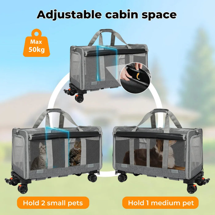 Adjustable Cabin space in Pawz 4-Wheel Pet Carrier 