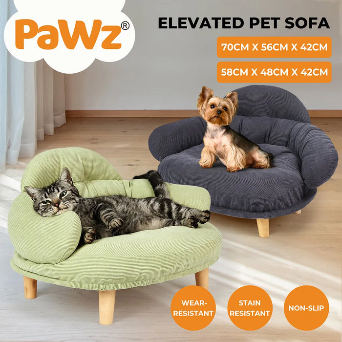 Cat and dog sitting on cloud cushion pet bed​