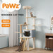 Cat on the large Pawz Wooden Multi-level Cat Tree Tower