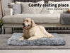 Dog comfortably sitting on the memory foam pet mat