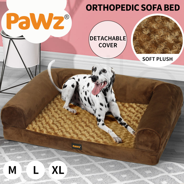 Dog on the orthopedic sofa bed