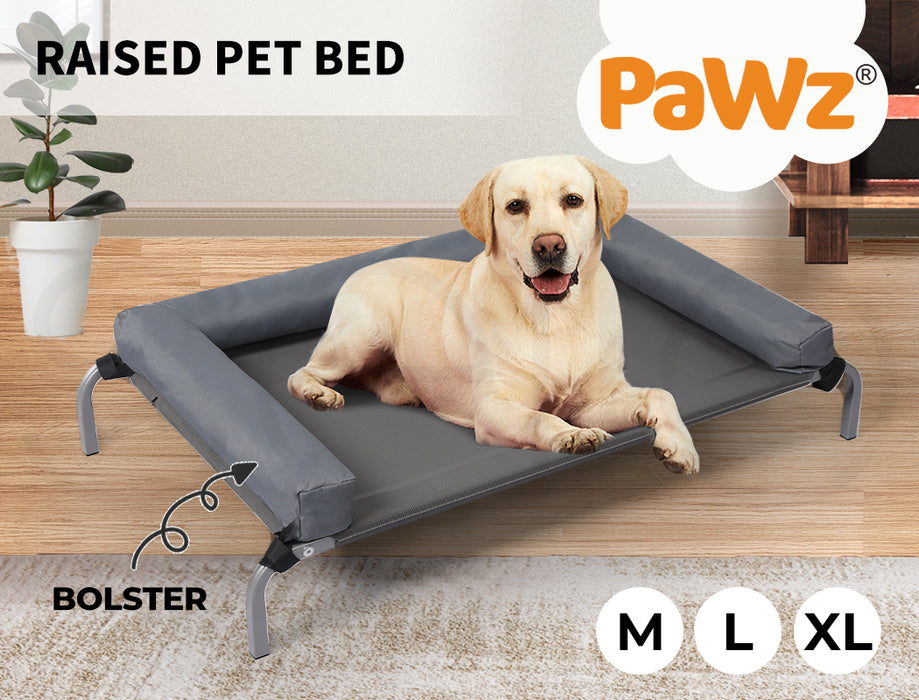 Dog sitting on the  PaWz Outdoor Elevated Dog Bed