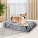 Dog sitting on the memory foam dog mat