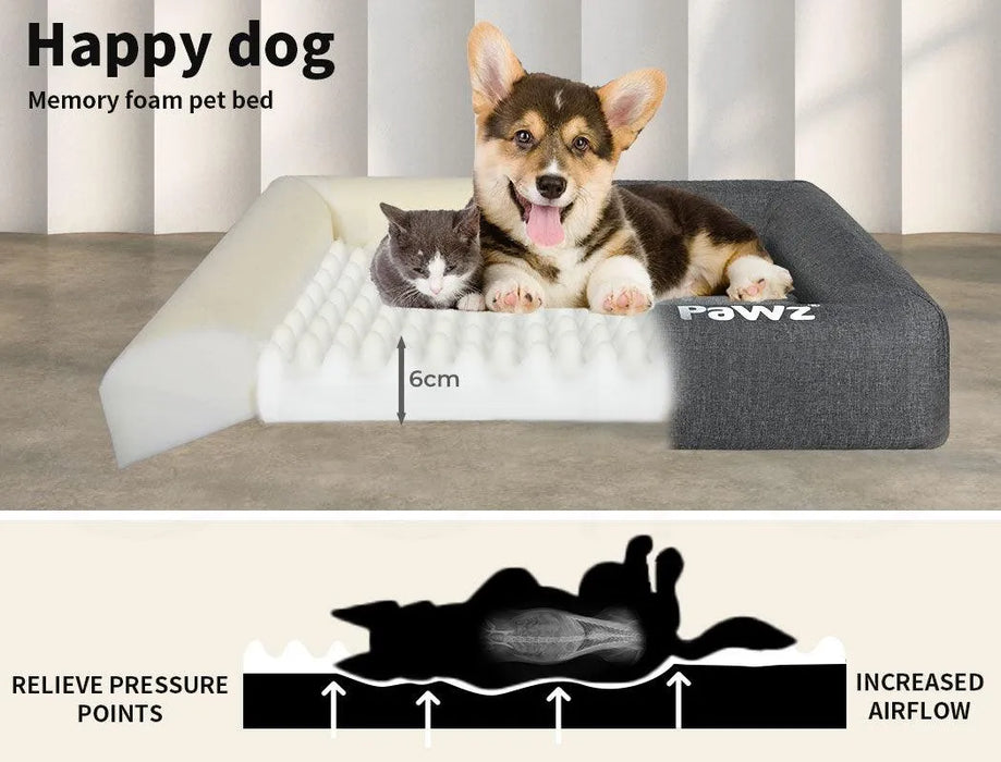 Dog with cat resting on the Pawz memory foam pet bed