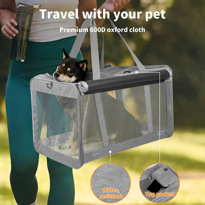 Easy to carry soft pet crate to secure pets 
