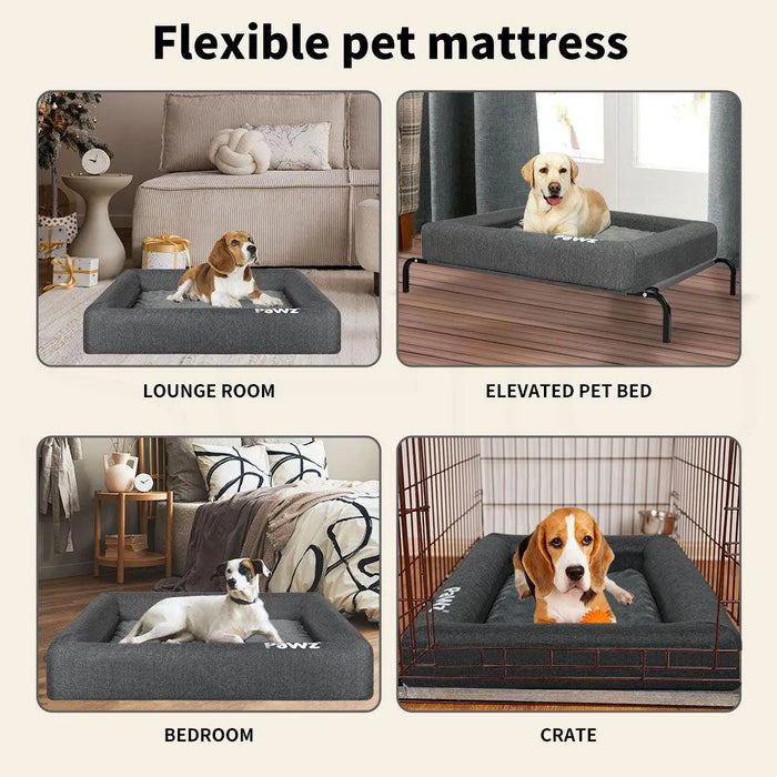 Four images showing the different use case of Pawz memory foam pet bed​