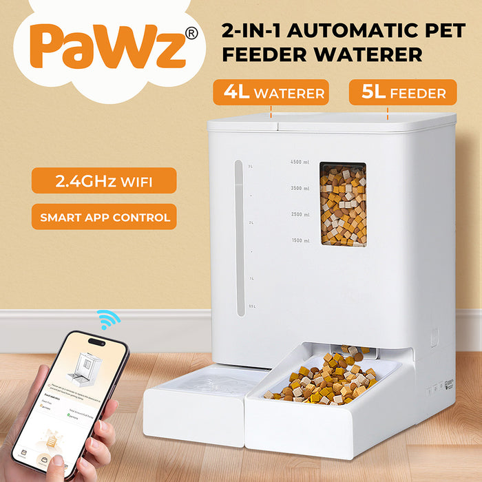 Pawz 2-in-1 Automatic Pet Cat Dog Feeder Water Set WiFi Smart Camera Record App