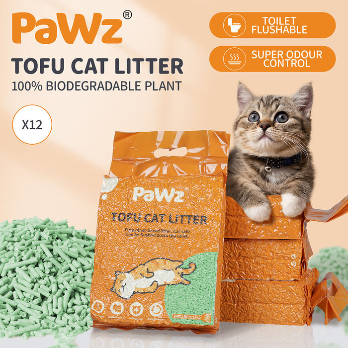 PaWz Tofu Cat Litter Clumping Flushable Green Tea Scent