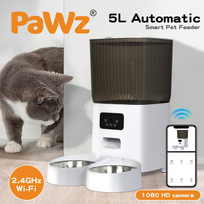 PaWz 5L Auto Pet Feeder Camera Smart Wi-Fi App Food Dispenser