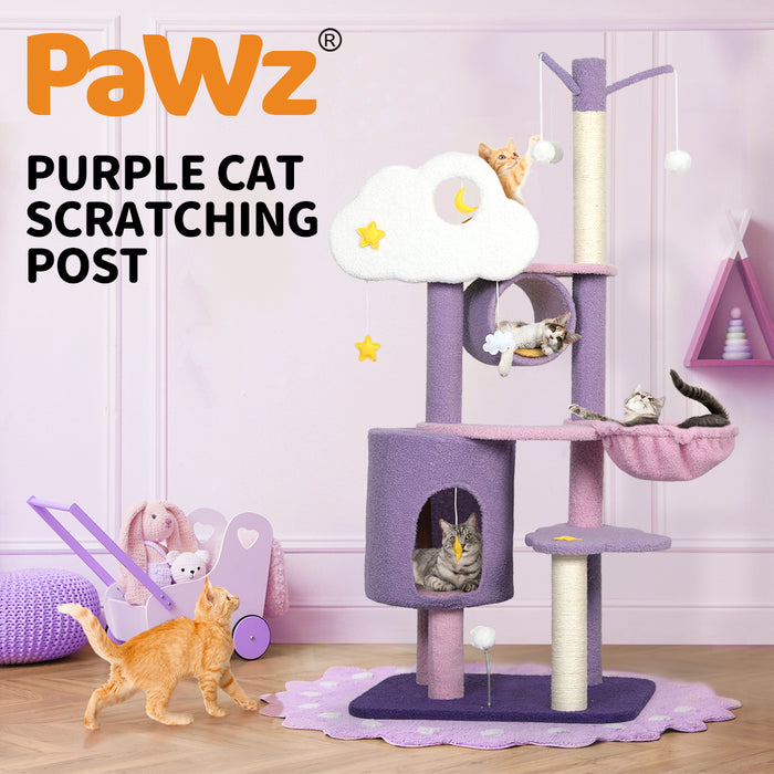 PaWz Cat Tree Condo Scratching Post Multi-Level - Purple