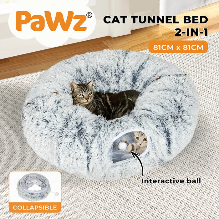 Pawz Cat Tunnel Bed Foldable Funny Exercise Plush Kitten Play Tube