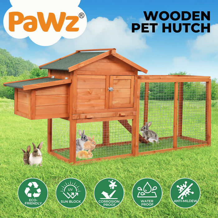 Pawz Rabbit Hutch Chicken Coop Large Wooden House Run Patio Cage Box Outdoor