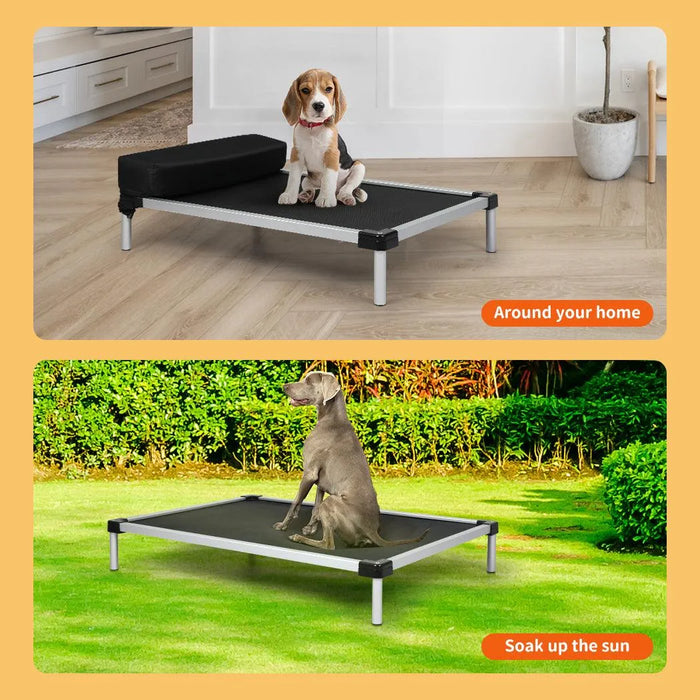 Indoor outdoor use of  the PaWZ Aluminium Dog Bed Frame