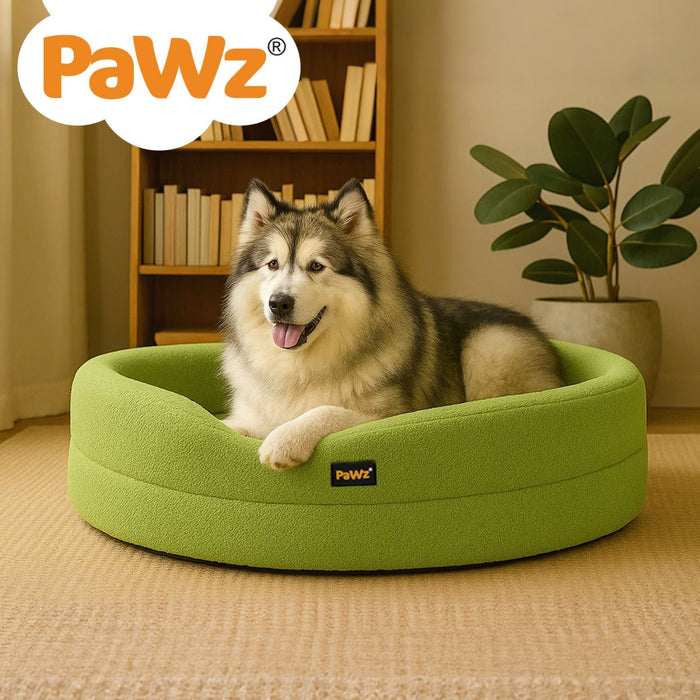 Large dog in the Orthopedic Memory Foam Dog Donut Bed - Green