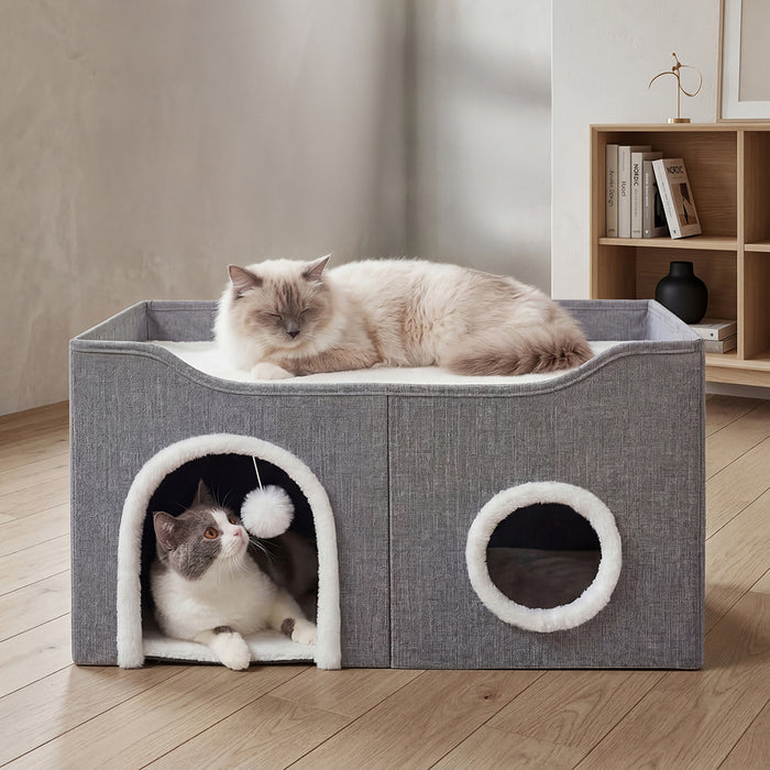 Foldable Cat House Cave Bed Hideaway Interactive Nest Scratching Board