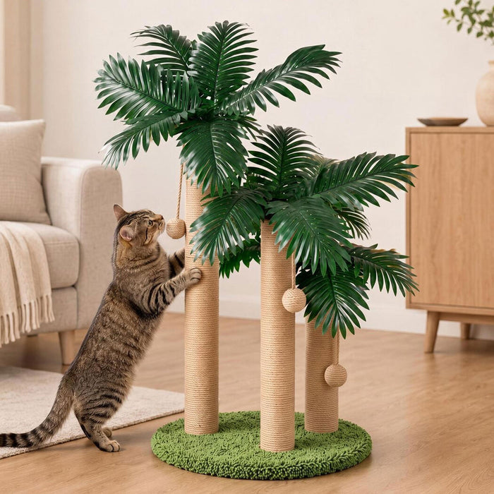 Cat Scratching Post 3 Heights Sisal Balls for Indoor Kitten Adult Green