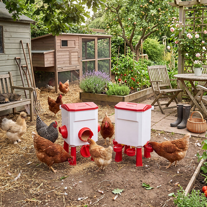 Auto Chicken Feeder and Waterer Set 12kg 11L Gravity Food Water Dispenser