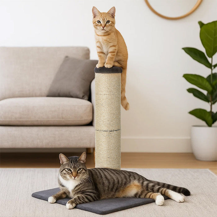 Cat Scratcher Scratching Post Natural Sisal Kitten Higher Stable Base 74cm