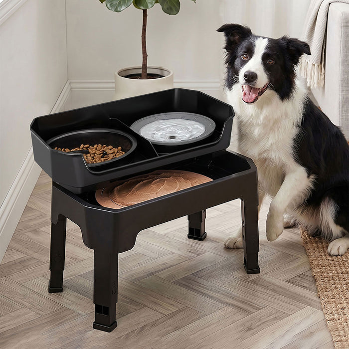 Raised Dog Bowls Adjustable Elevated Feeder Slow Feeder Lick Mat Foldable