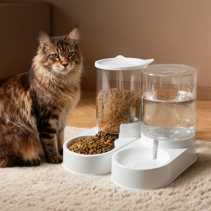 Automatic Pet Feeder Water Dispenser Set 3.2L Cat Dog Gravity Food Bowl