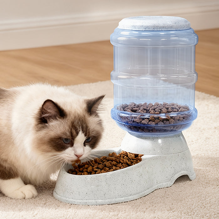 Automatic Pet Feeder Water Dispenser 3.5L Cat Dog Gravity Food Waterer Grey