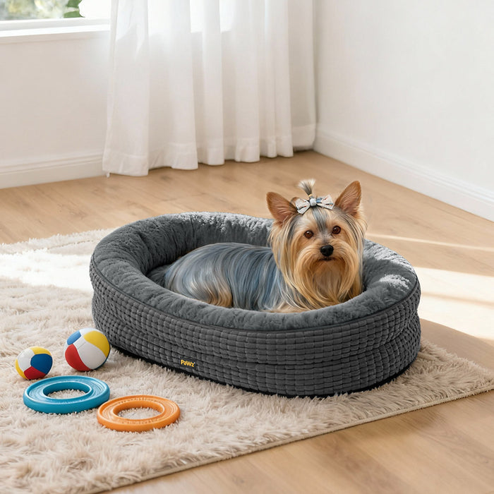 Orthopedic Plush Dog Bed Soft Washable Pet Bed Grey Cosy Cushion