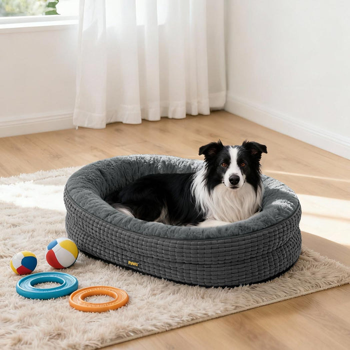 Orthopedic Plush Dog Bed Soft Washable Pet Bed Grey Cosy Cushion