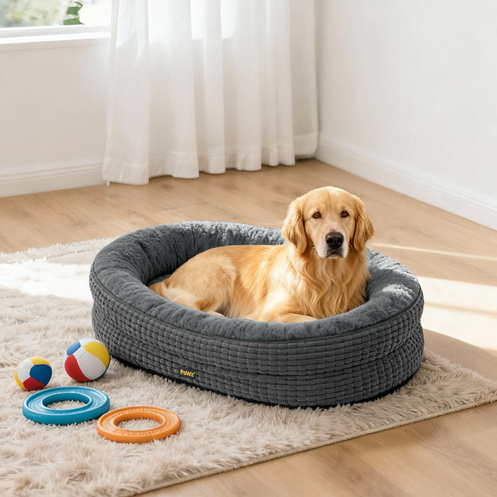 Orthopedic Plush Dog Bed Soft Washable Pet Bed Grey Cosy Cushion