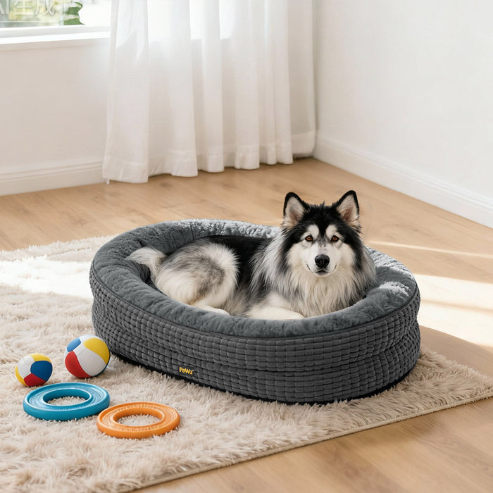 Orthopedic Plush Dog Bed Soft Washable Pet Bed Grey Cosy Cushion