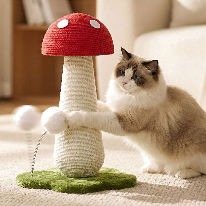 Mushroom Cat Scratching Post 50cm Sisal Rope Cat Tower with Plush Ball