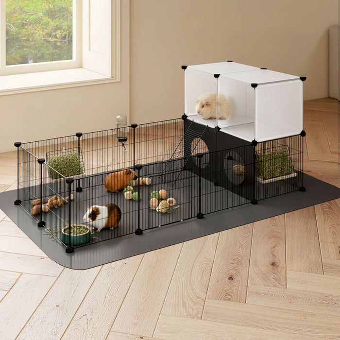 Pet Playpen Small Animals Guinea Pig Cage DIY  Exercise Fence 24 Panels Mat