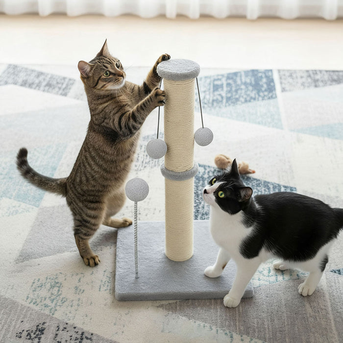 Cat Scratcher Tower Scratching Post Natural Sisal Kitten 3 Ball Toys 51cm