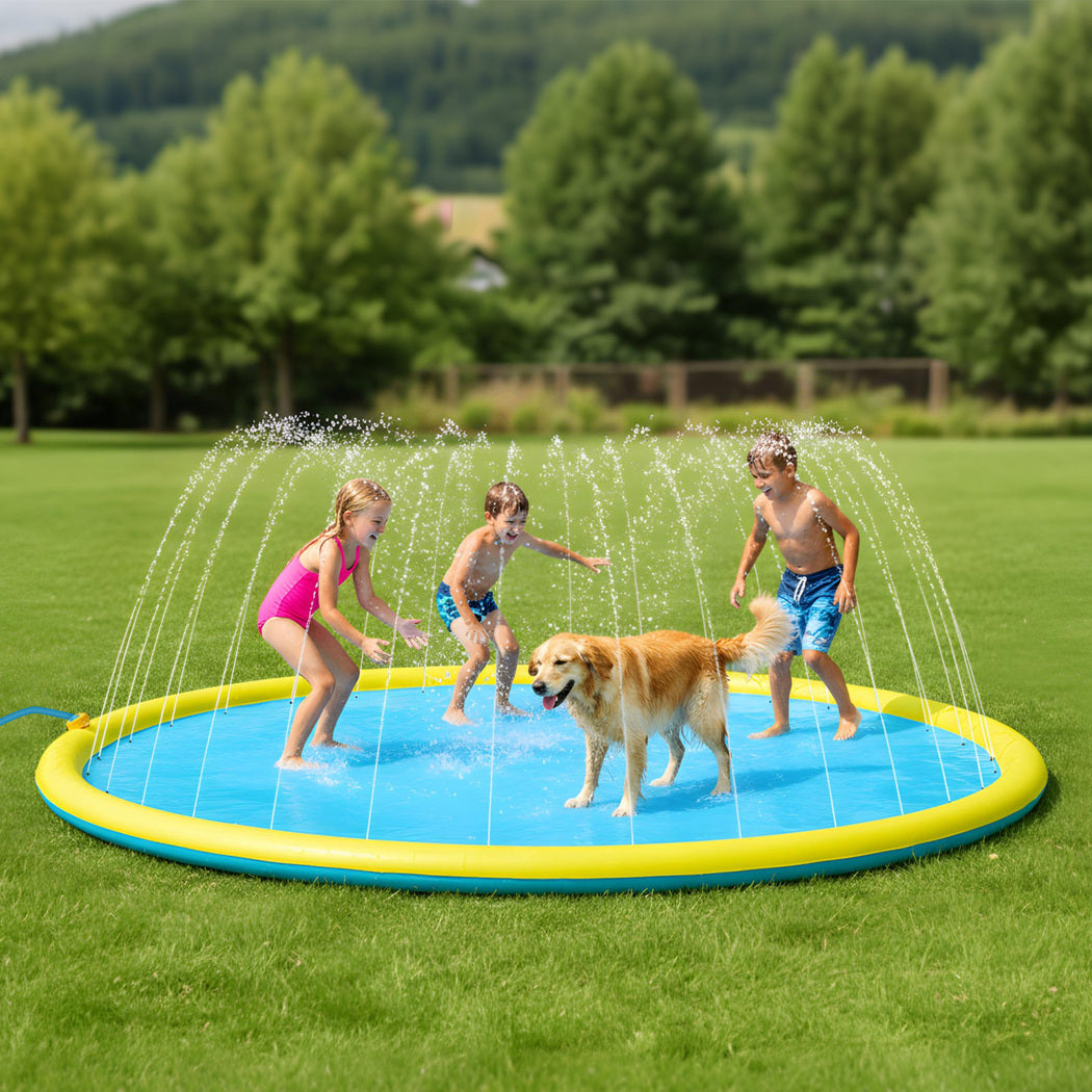Splash Pad Kids Dog Sprinkler Water Play Inflatable Pool Mat Outdoor 2